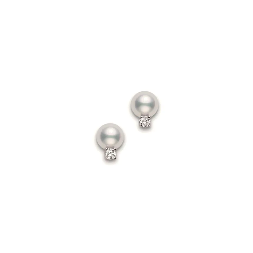 Mikimoto Classic Collection 18ct White Gold 6mm Pearl & Diamond Stud Earrings
