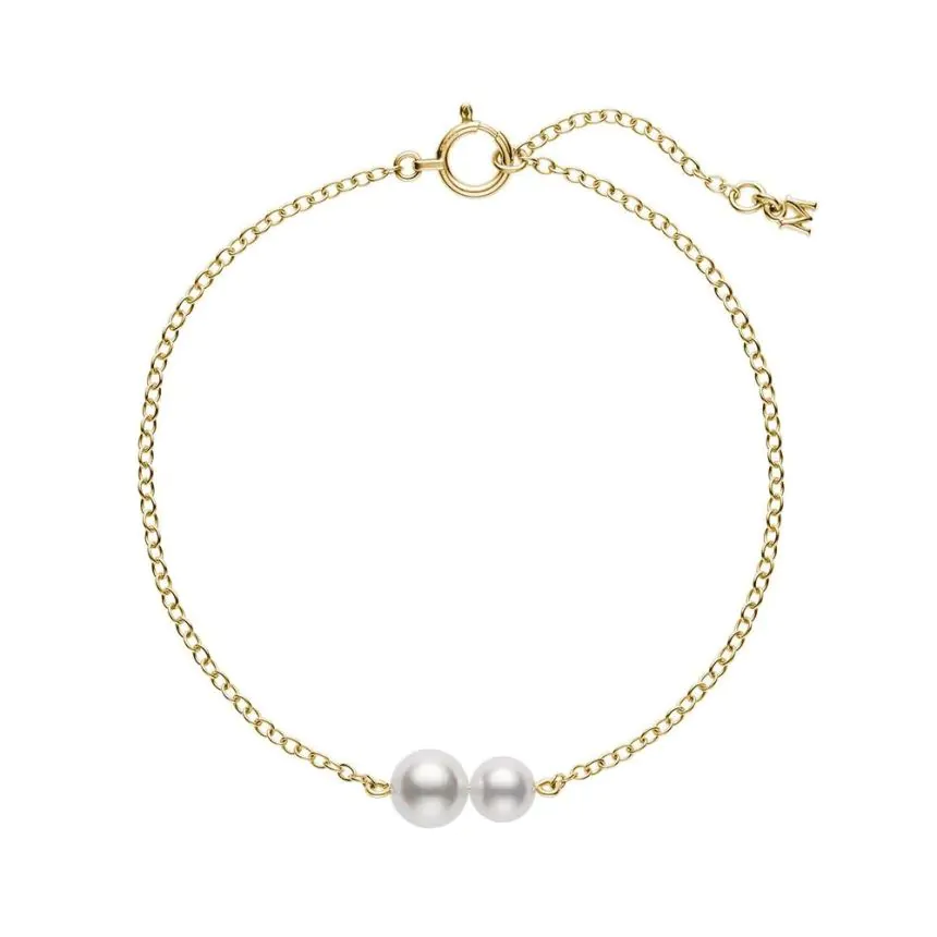 Mikimoto 18ct Gold Pearl Chain Bracelet