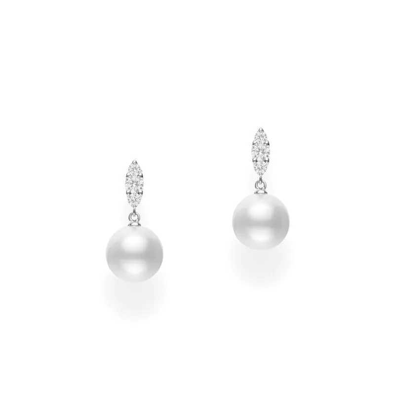 Mikimoto Morning Dew 18ct White Gold Akoya Pearl and Diamond Earrings