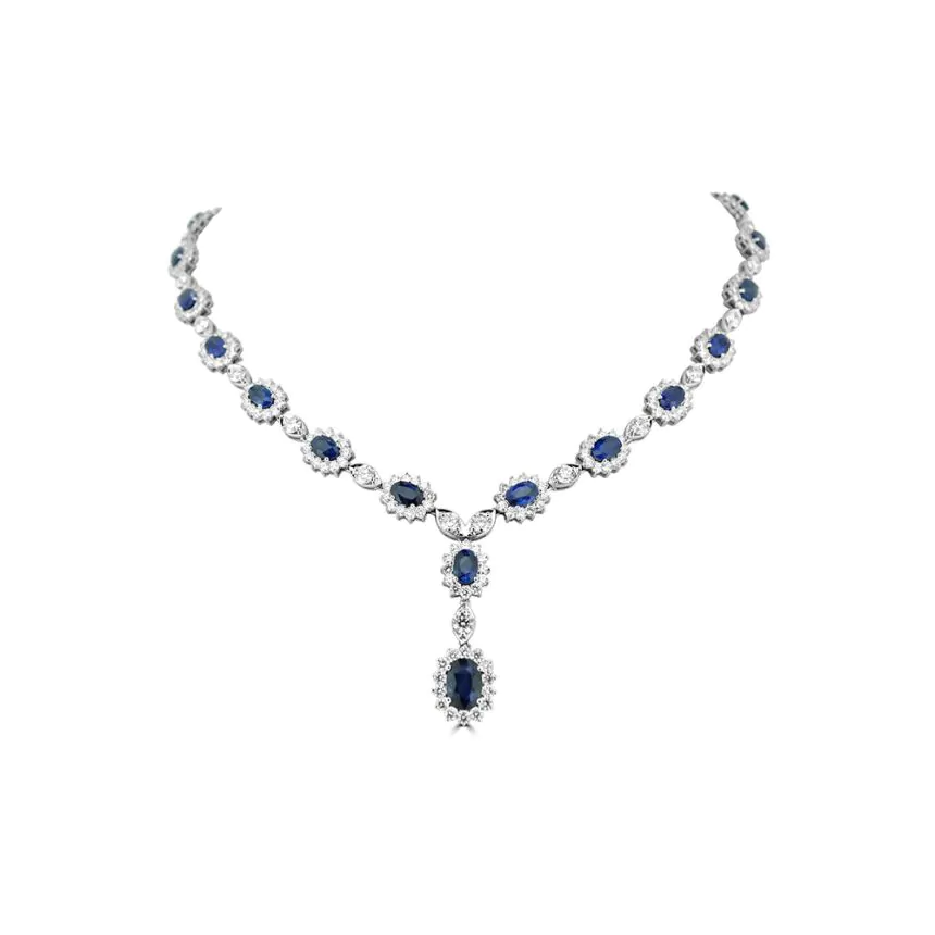 18ct White Gold 16.61ct Sapphire and Diamond Necklet
