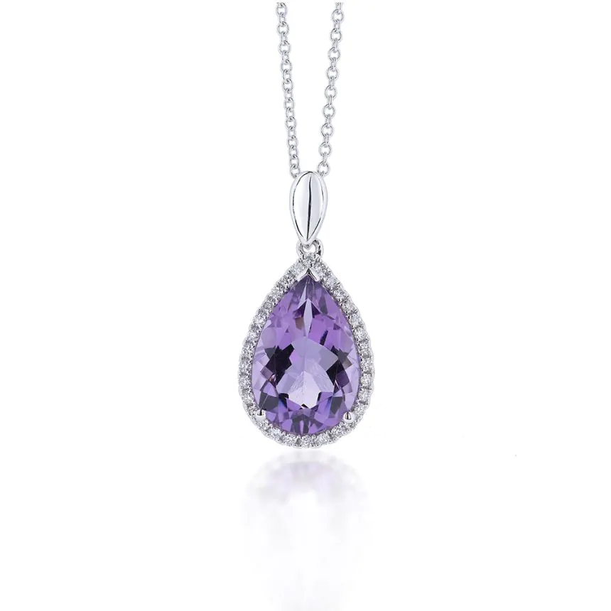 White Gold 2.50ct Amethyst & Diamond Necklace