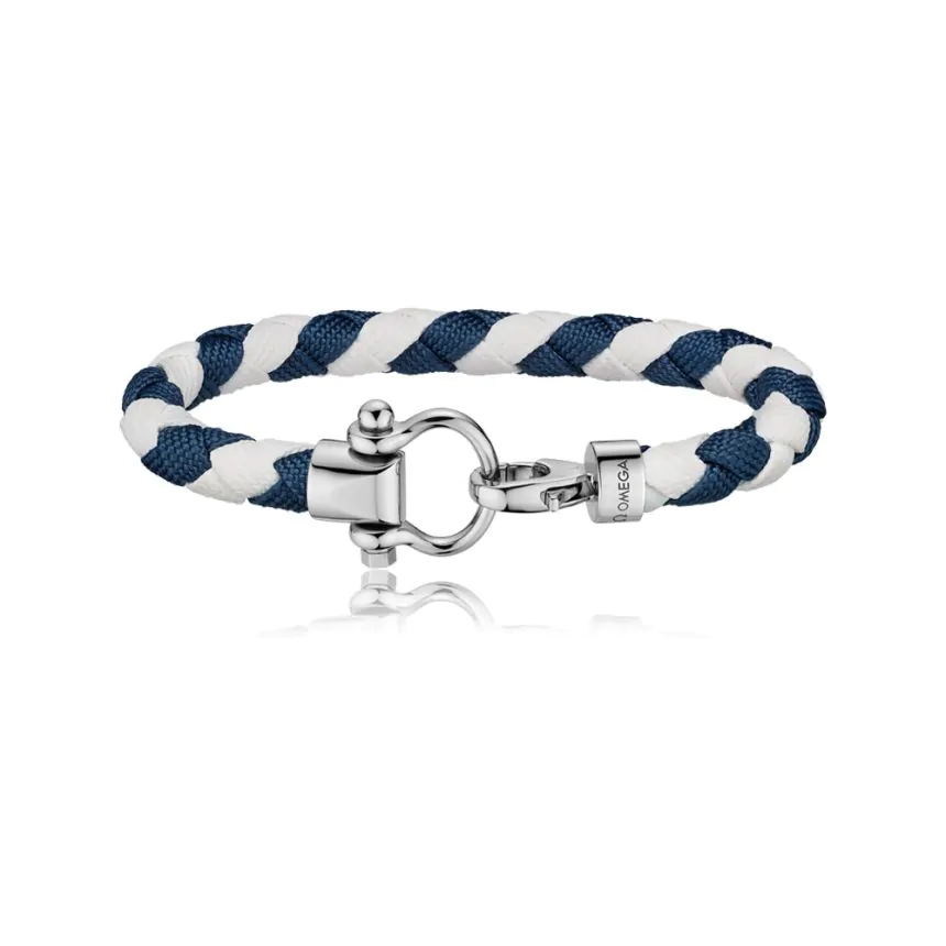 OMEGA Sailing Bracelet White & Navy Nylon Extra Large BA05CW0000706
