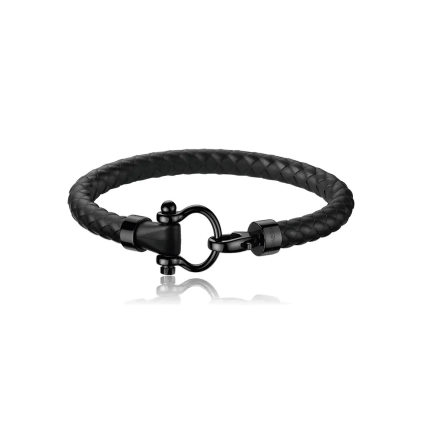 OMEGA Stainless Steel and Black Rubber Sailing Bracelet OB34STA0502703