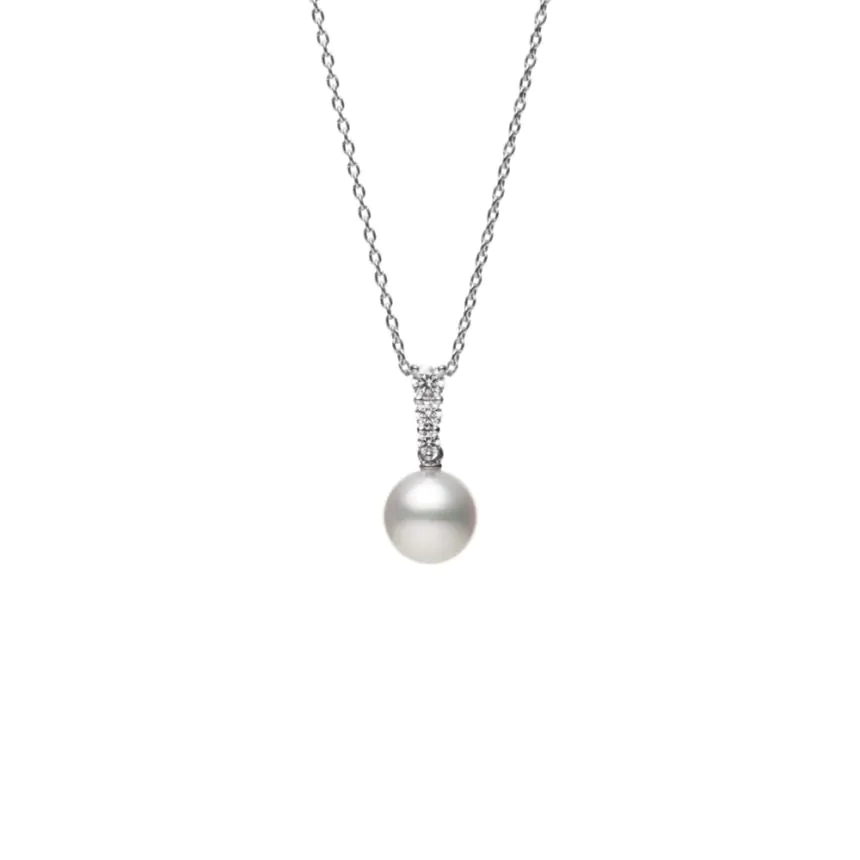 Mikimoto Morning Dew 18ct White Gold Pearl & Diamond Pendant