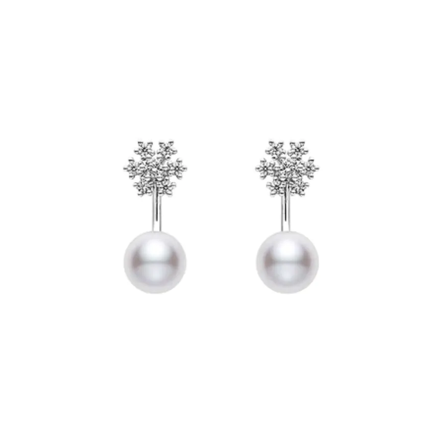 Mikimoto Classic Elegance 18ct White Gold Akoya Pearl and Diamond Drop Earrings