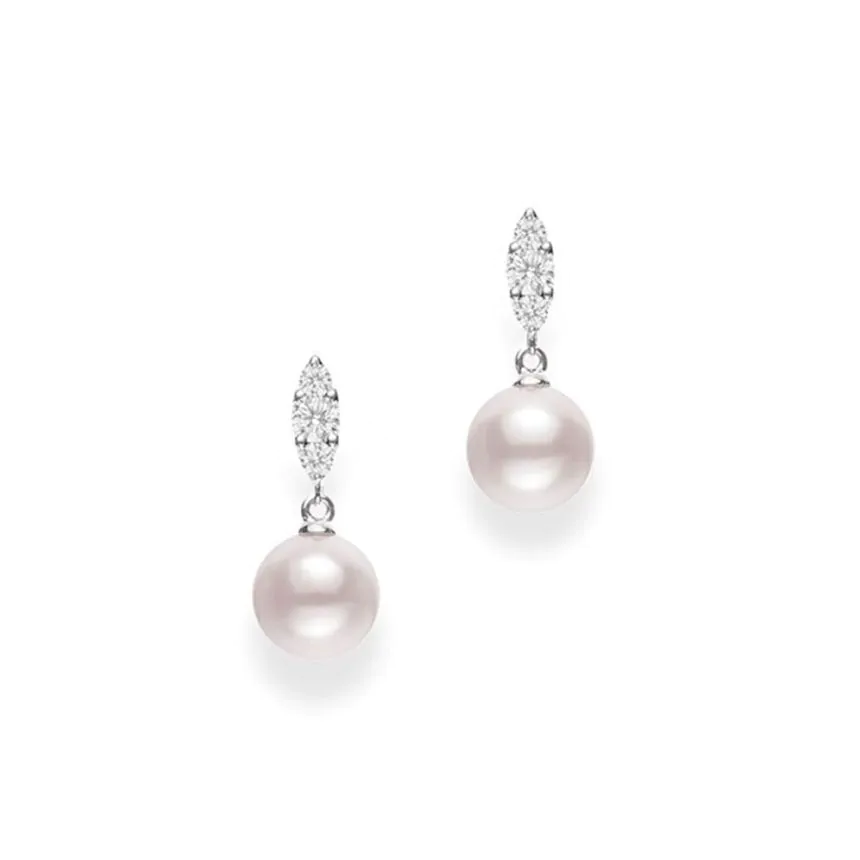 Mikimoto Morning Dew 18ct White Gold Diamond and Pearl Earrings