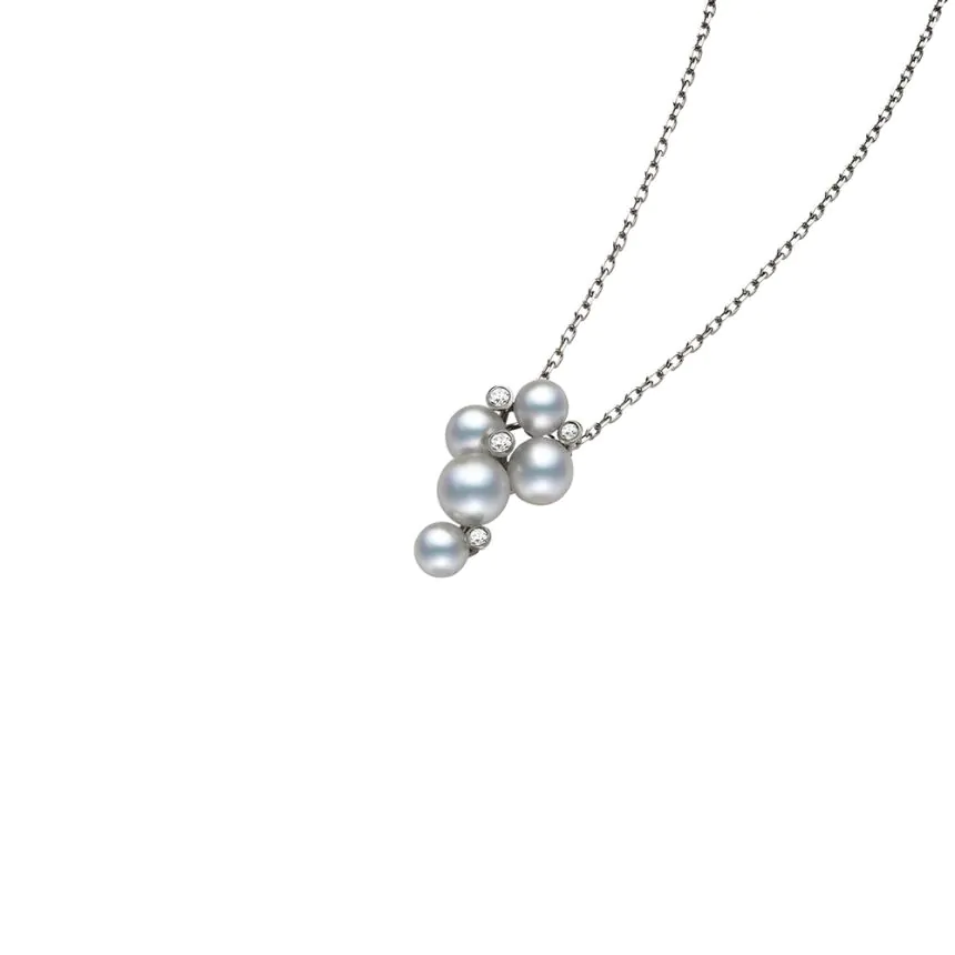 Mikimoto 18ct White Gold Pearl & Diamond Pendant