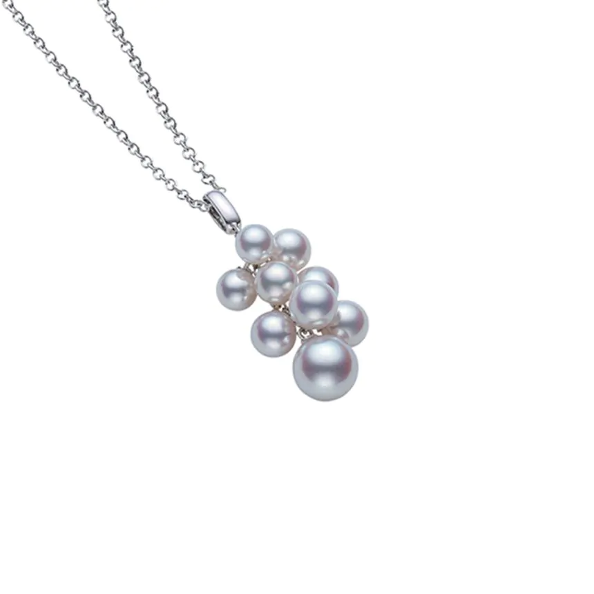 Mikimoto 18ct White Gold Pearl Cluster Pendant