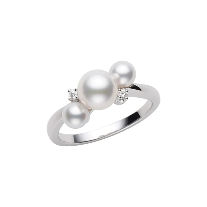 Mikimoto 18ct White Gold Pearl & Diamond Ring