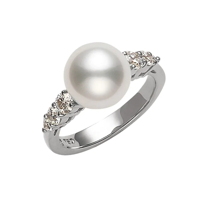 Mikimoto Morning Dew 18ct White Gold Pearl and Diamond Ring