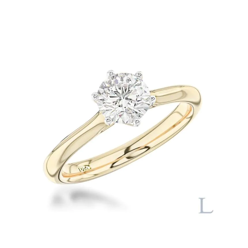 Suzanne 18ct Yellow Gold & Platinum 0.50ct E SI1 Brilliant Cut Diamond Solitaire Ring