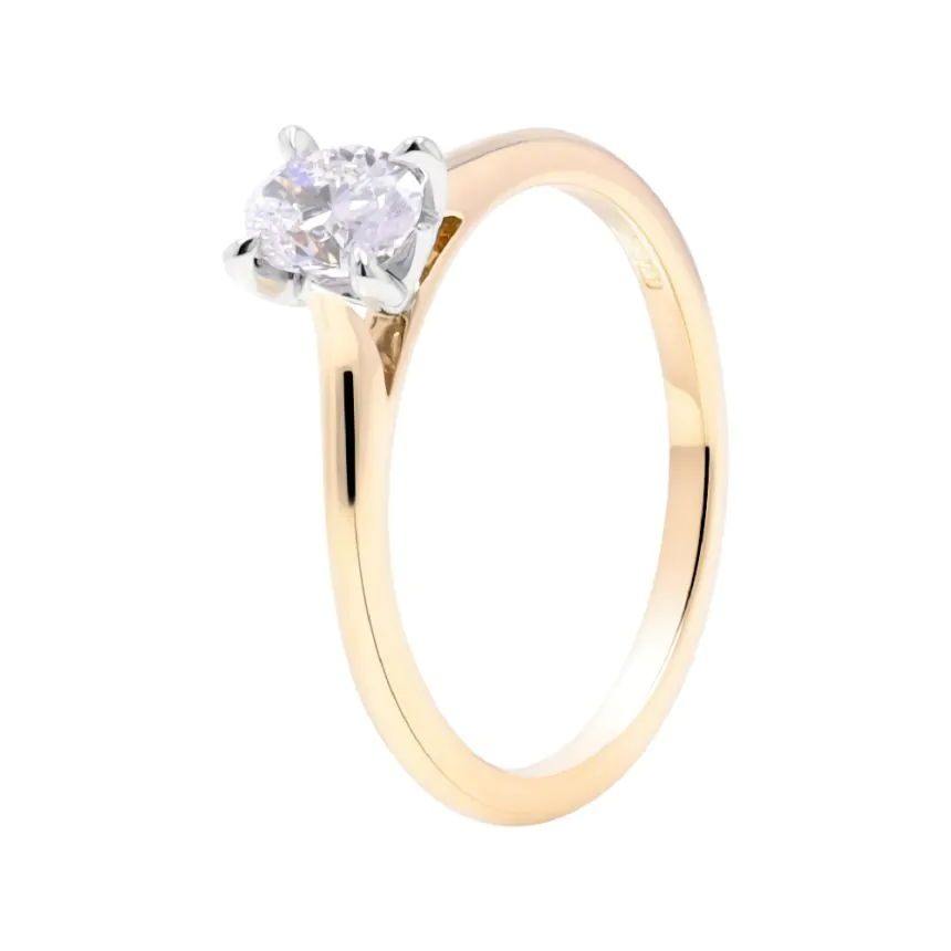 Wendy 18ct Yellow Gold and Platinum 0.46ct Oval Cut Diamond Solitaire Ring