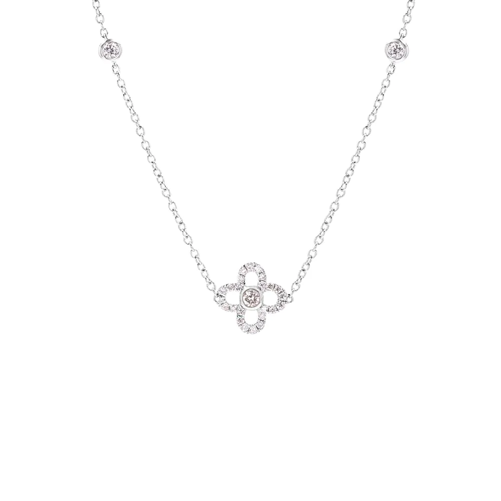 18ct White Gold 1.63ct Diamond Floral Necklace