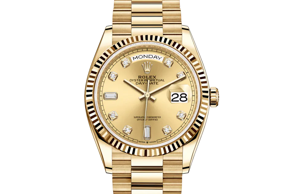 Rolex Day-Date 36 M128238-0008 watch front facing