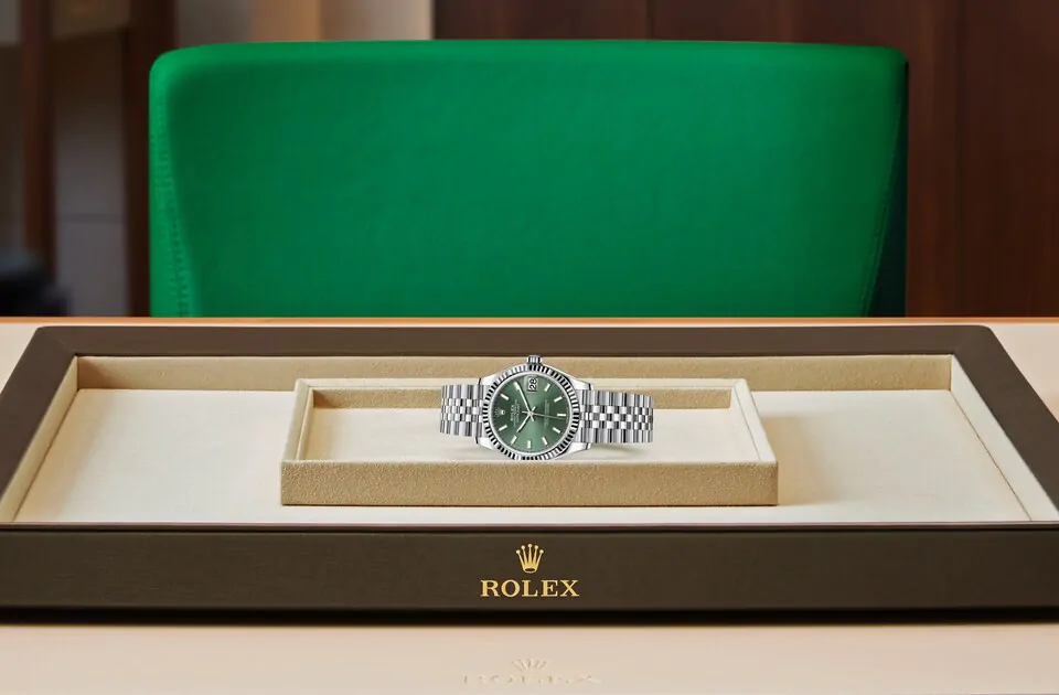 Rolex Datejust 31 M278274-0018 watch on tray