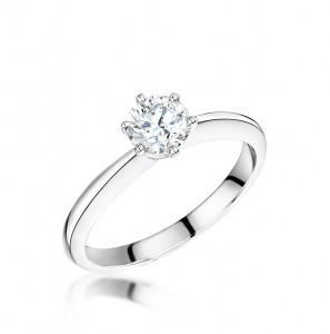 Platinum Brilliant Cut Solitaire 0.70ct Diamond 6 Claw Engagement Ring 