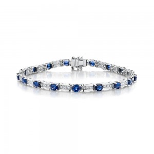 Sapphire and diamond line bracelet