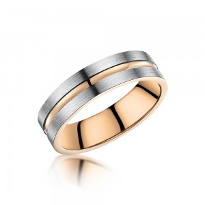 Rose Gold and Palladium Flat Shape Unisex Wedding Ring
