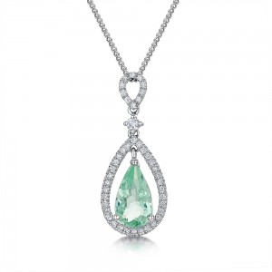 Laings 18ct White Gold Tourmaline And Diamond Pendant