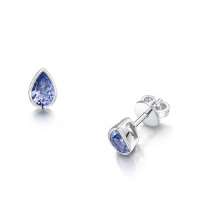 Laings 18ct White Gold Pear Cut Tanzanite Stud Earrings