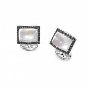 Deakin & Francis Mother Of Pearl And Black Spinel Cufflinks