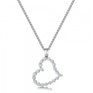 Laings 18ct White Gold Round Brilliant Diamond Heart Pendant