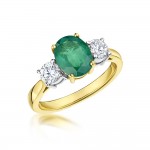 Laings 18ct Yellow Gold 1.10ct Oval Emerald Diamond Engagement Ring
