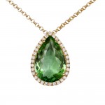 Tivon 18ct Yellow Gold Green Tourmaline And Diamond Pendant