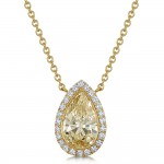 Laings 18ct Rose Gold 2.05ct Yellow Pear Cut Diamond Pendant