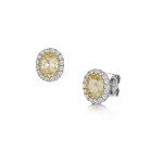 Laings 18ct White Gold 1.38ct Oval Yellow Diamond Earrings