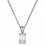 Laings 18ct White Gold 0.62ct Emerald Cut Diamond Pendant