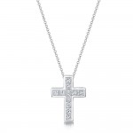 Laings 18ct White Gold 1.00ct Princess Cut Cross Diamond Pendant mens diamond jewellery