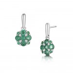 Laings 9ct White Gold 1.05ct Emerald & 0.04ct Diamond Flower Earrings black friday laings glasgow jewelelry