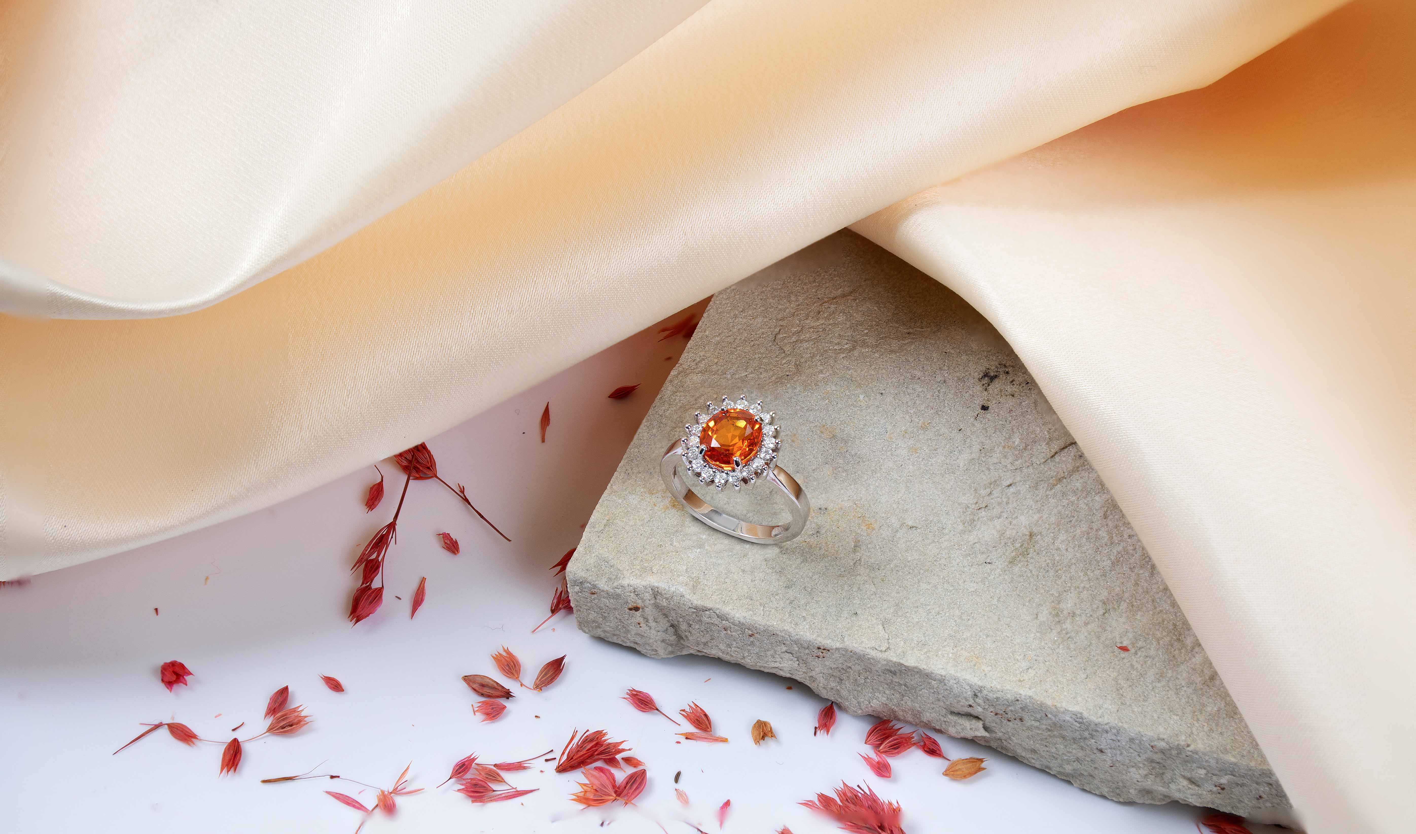 Fire Opal and Diamond Ring for Autumn Style