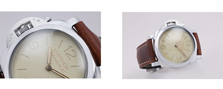 Two images of a pre-owned Panerai watch