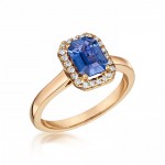 Laings 18ct Rose Gold 1.04ct Emerald Cut Sapphire And Diamond Ring