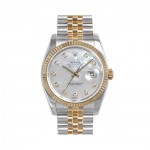 Pre Owned Rolex Datejust Steel And Yellow Gold Diamond Dial Watch