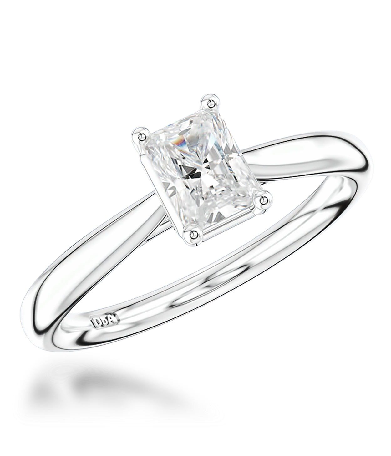 A radiant cut diamond engagement ring in platinum