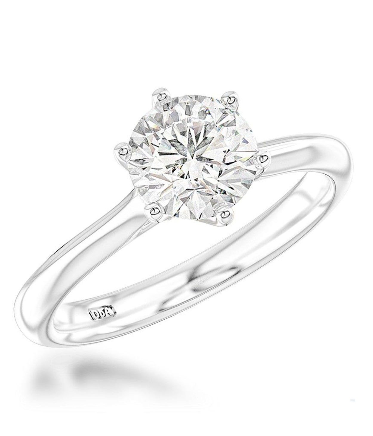 A round brilliant cut diamond engagement ring in platinum