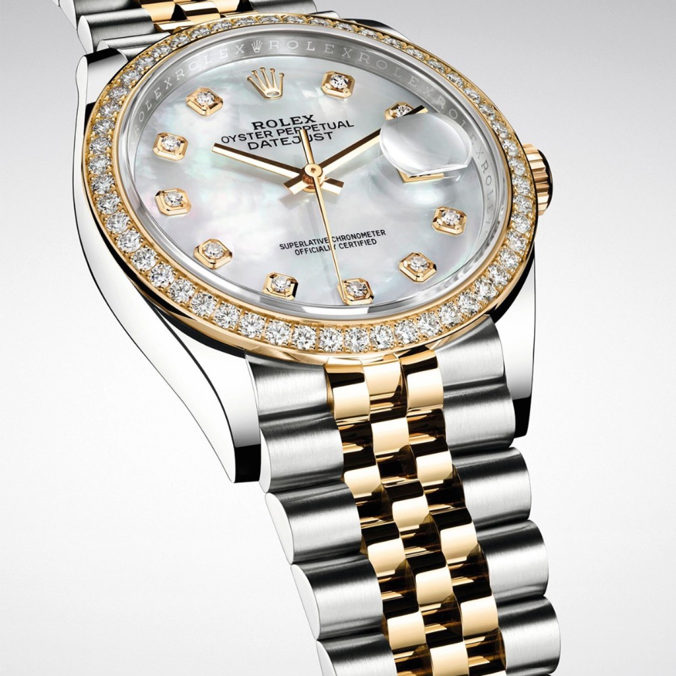 Rolex Datejust in Steel and Everose Gold, with floral diamond-set dial