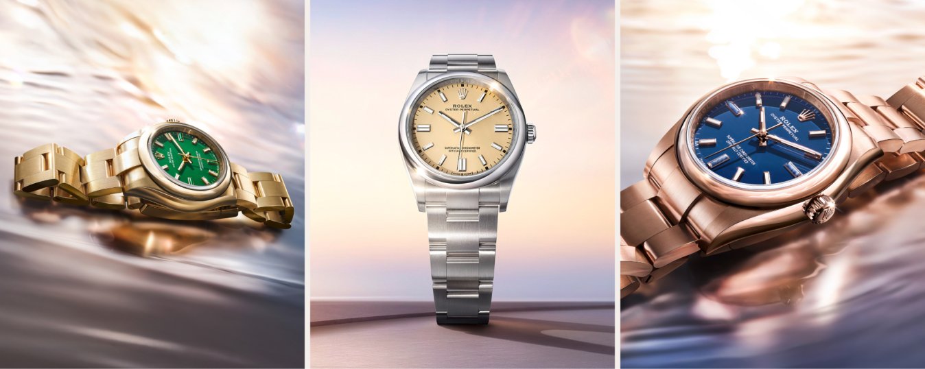 Rolex Oyster Perpetual Watches with a lavender dial