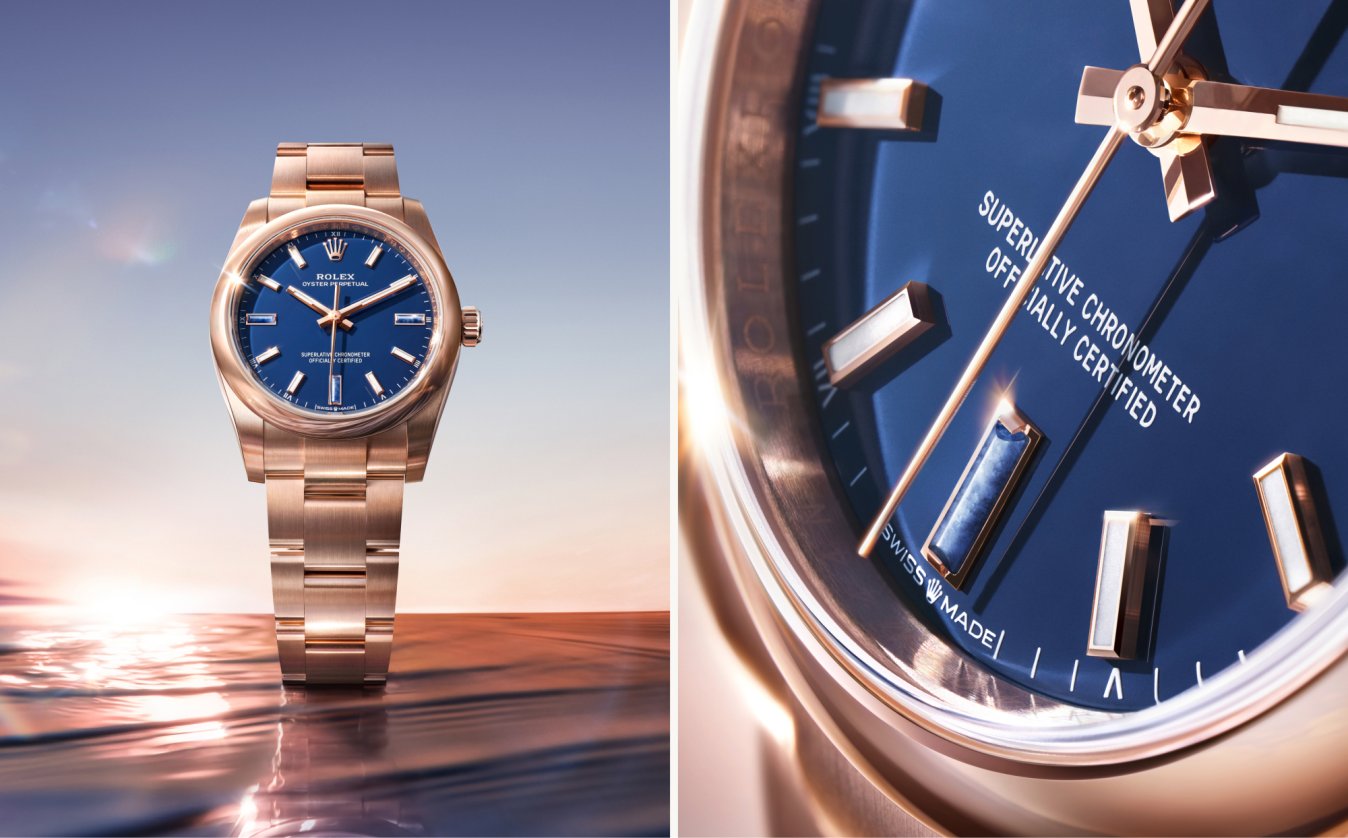 Close up of the new Oyster Perpetual 28 & 34 watch
