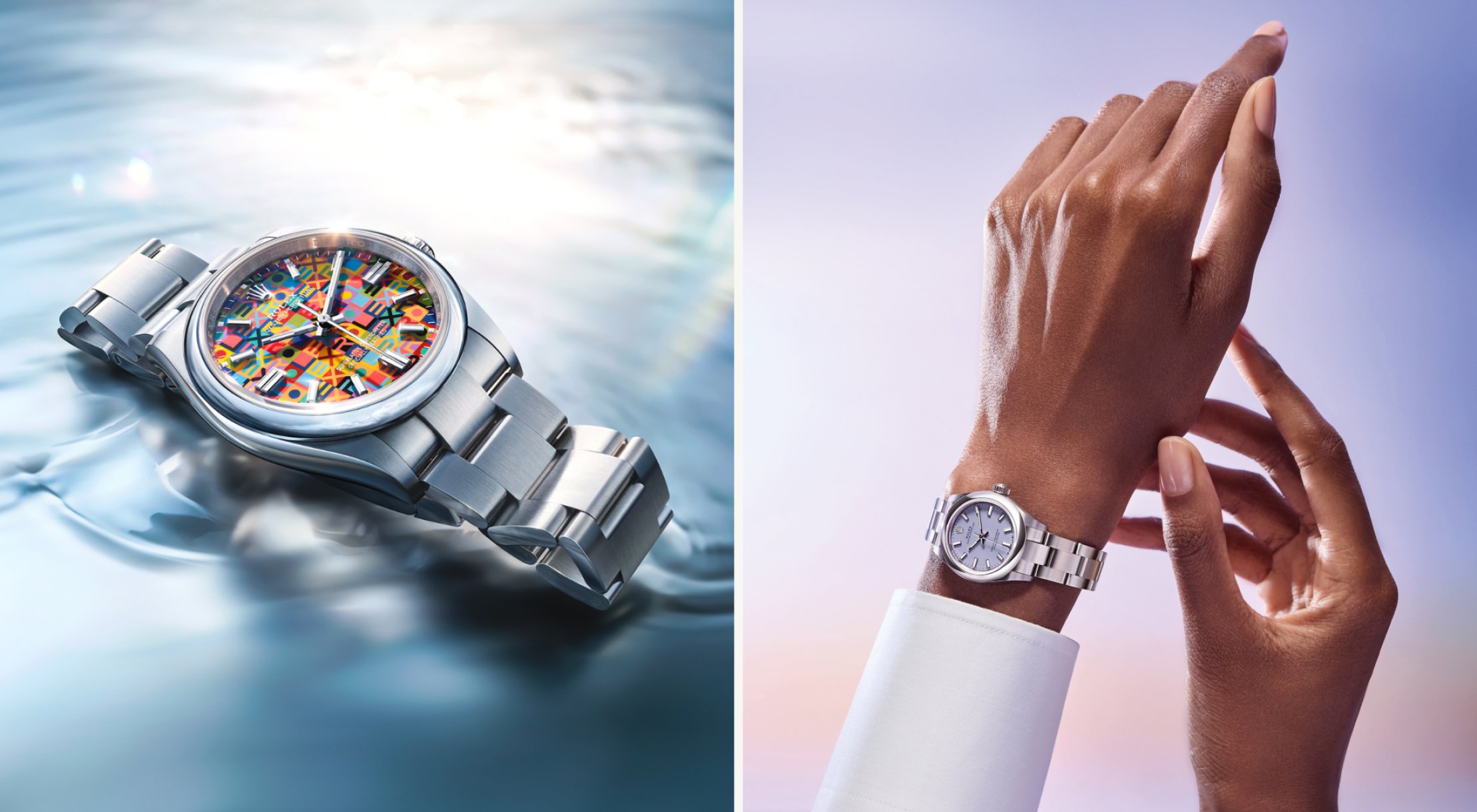 Rolex Oyster Perpetual Watches with a yellow dial