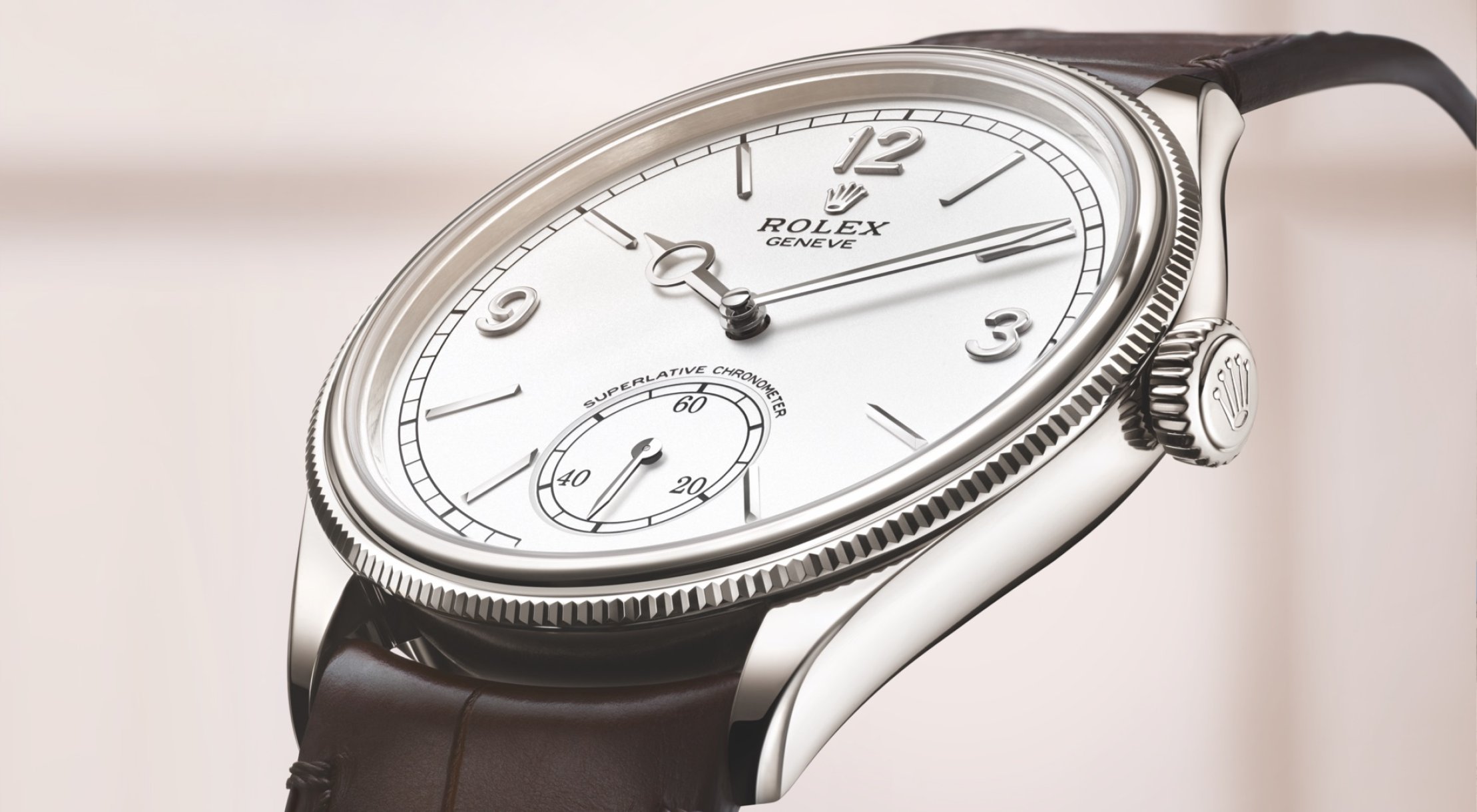 Rolex Perpetual 1908 Watch in 18 ct White Gold with a White Dial