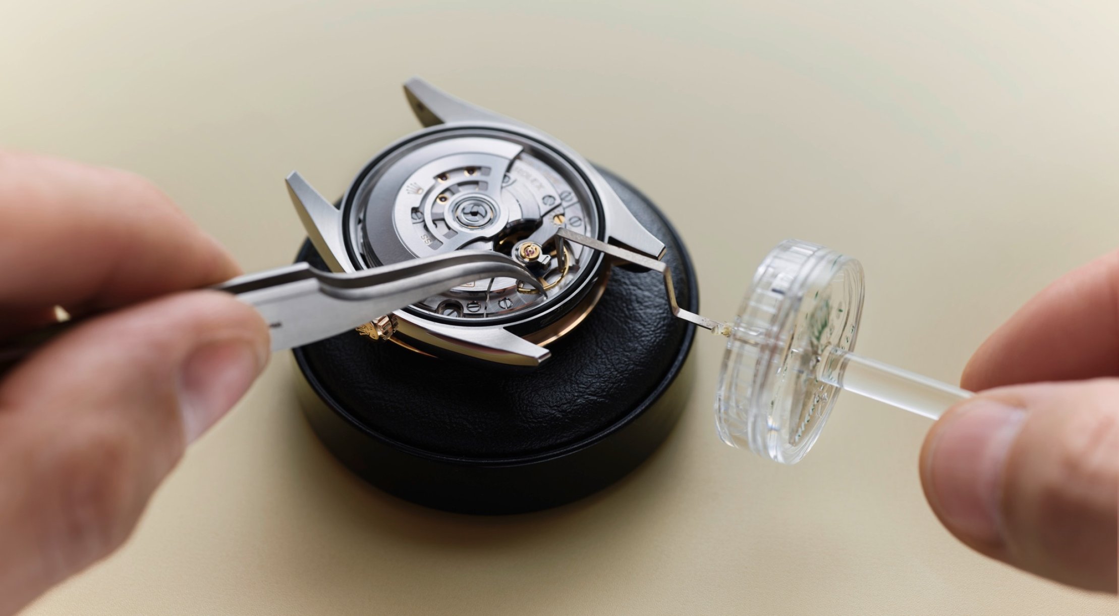 Testing the precision of a Rolex watch movement to ensure it meets standards