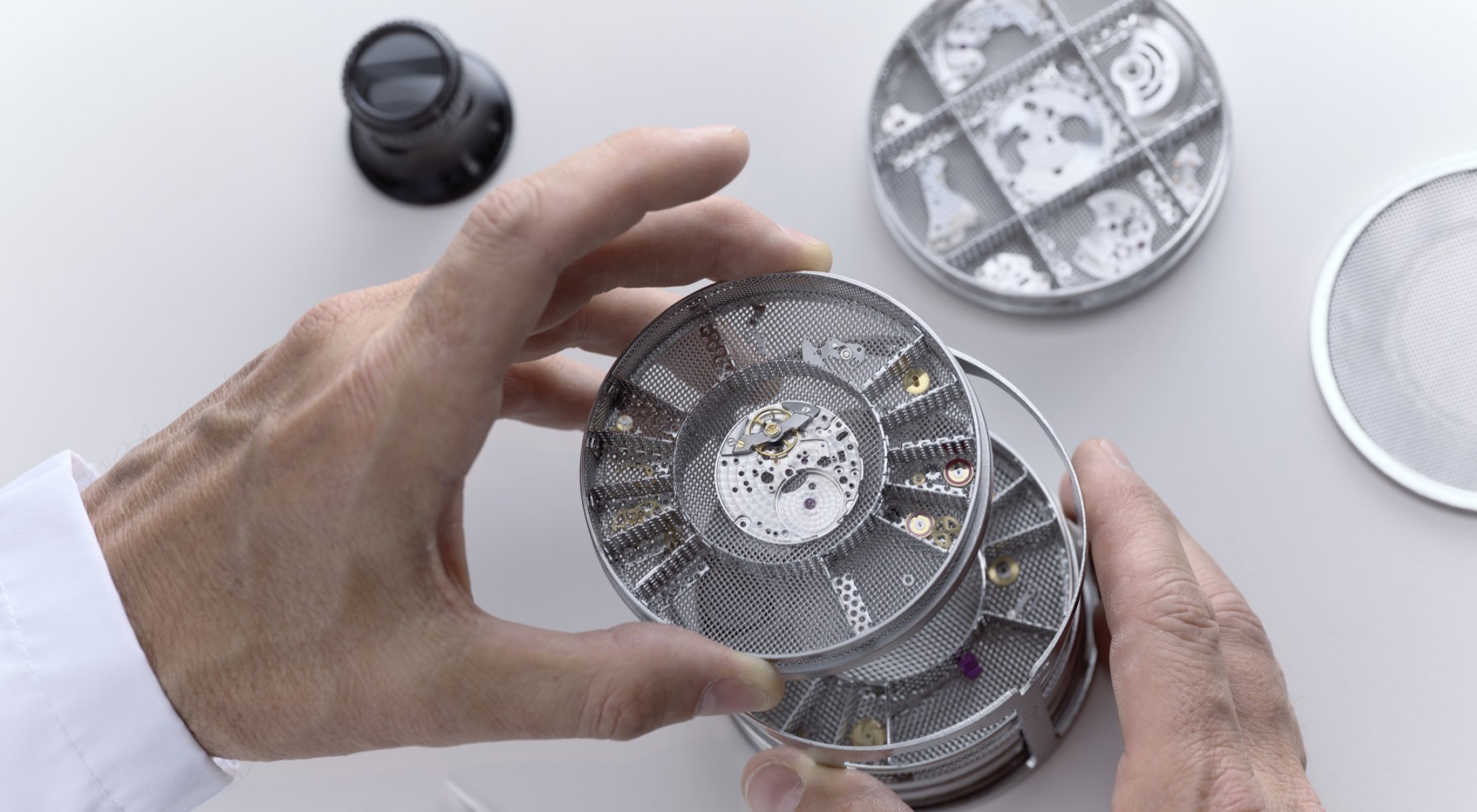 Various parts used by Rolex accredited watchmakers in the service centre
