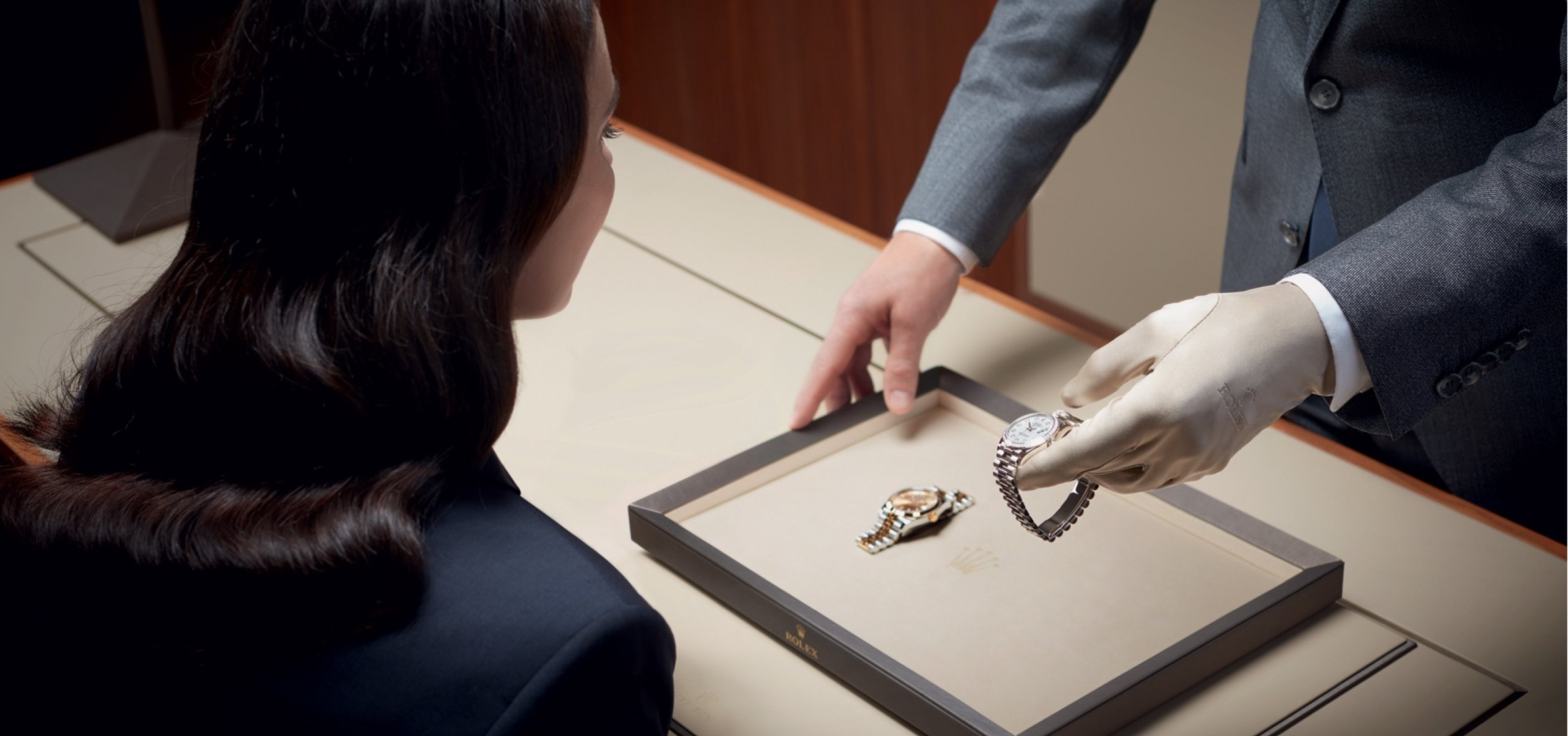 Presenting a Rolex Watch to a Client in Our Showrooms