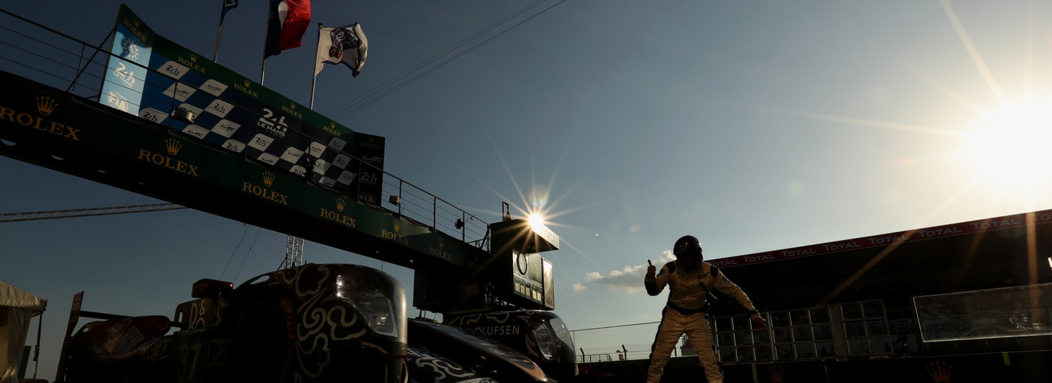 Photo of Le Mans winner at the finish line