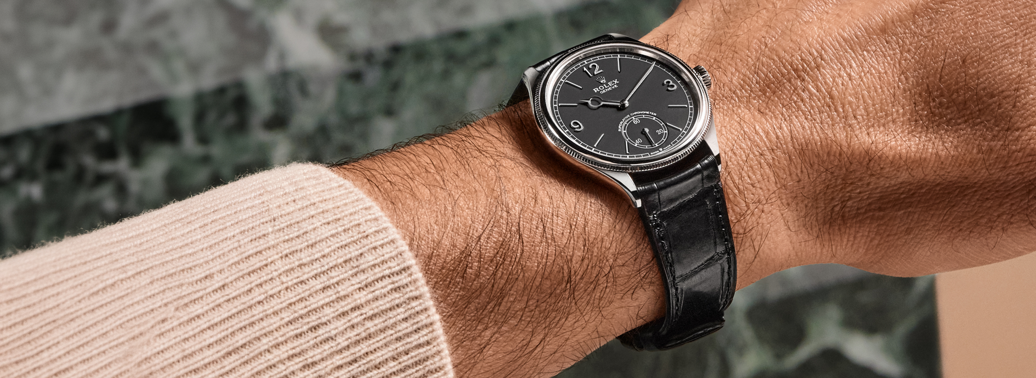 Rolex Perpetual 1908 Watch on a wrist