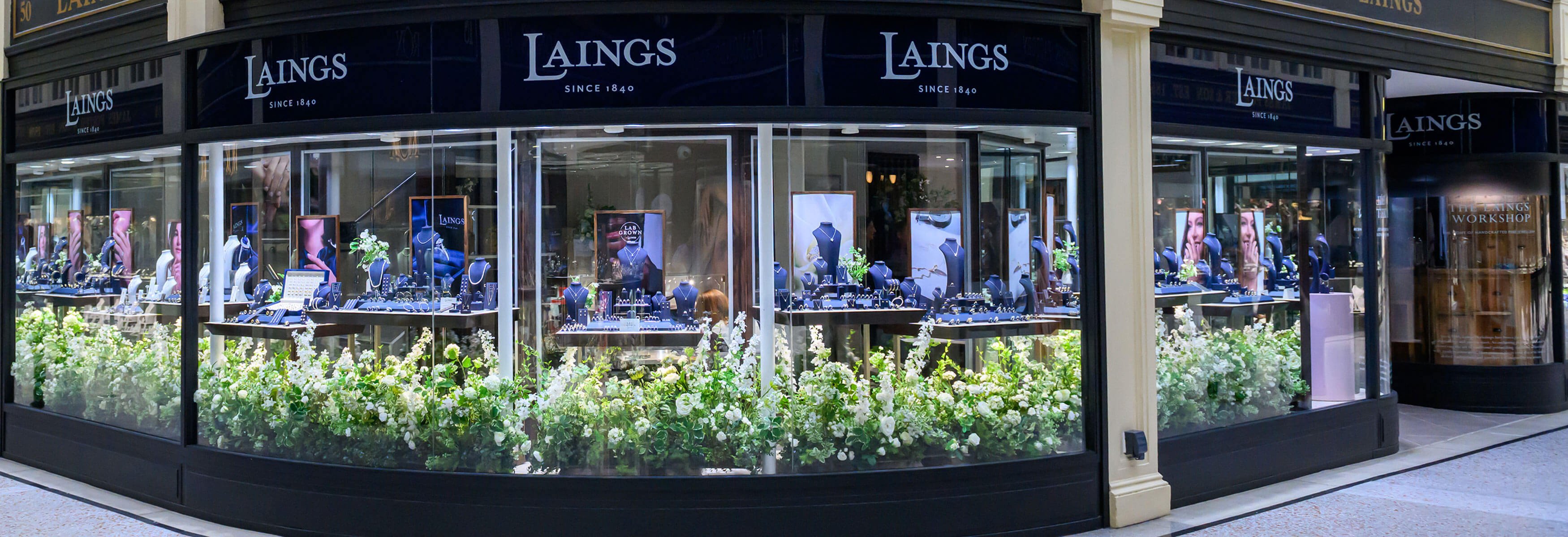 Shop front for Laings Argyle Arcade jewellery workshop and showroom